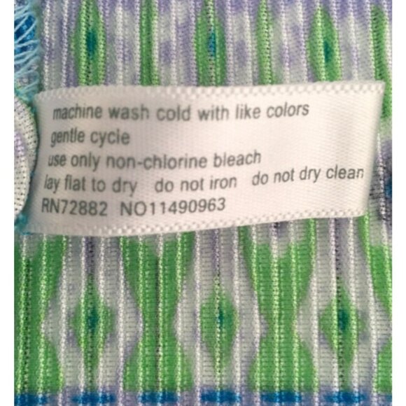 Notations Top Women Size 1X Crinkle Blue Green Black Gray Floral 3/4 Sleeves - Picture 12 of 14